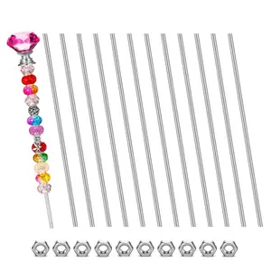 8/32 Inch 4mm Threaded Rod with Hex Nuts 4mm Stainless Steel Threads Studs Rods Stainless Steel Fully Threaded Hex Nuts for Beaded Garden Stake Rods(24 Pcs,8 Inch)