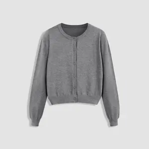 Cider [size 0-10] Knit Round Neckline Solid Button Cardigan
