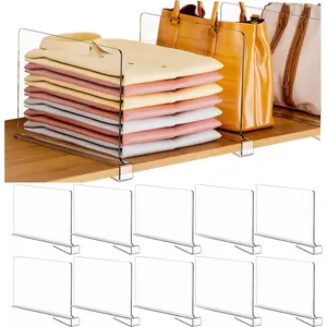 Acrylic Shelf Dividers 10 Pack for Closet Organization, Separators for Organizing Sweatshirt, Towel, Bag, Purse, Clothing and Sweater for Bedroom Shelves