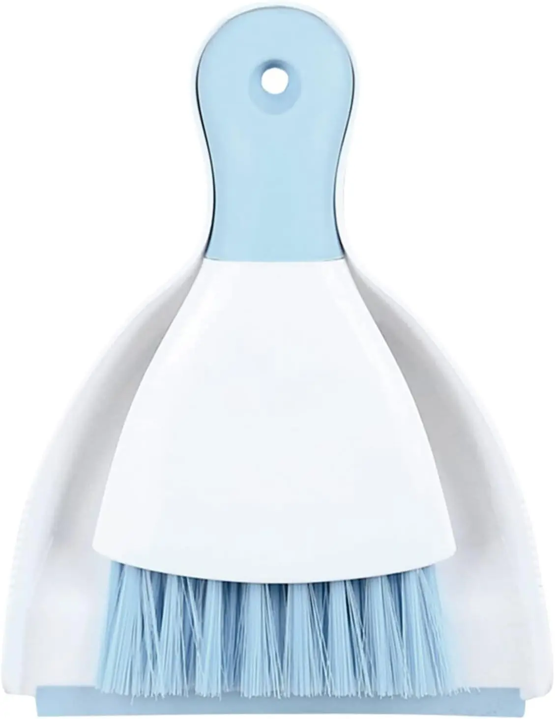 Dust Pan Broom Brush Dustpan Set - Small Broom and Dustpan for Home Cleaning, Sofa, Desk, Guinea Pig Cage, Cat Litter, Light Blue