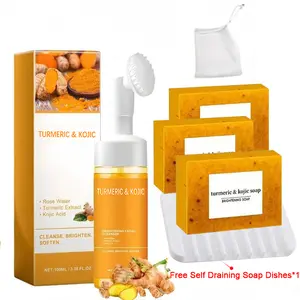 Turmeric Wash and Care two PieceSetTurmericCleansing Mousse, Turmeric SoapFacialCleansing Skincare FacialCleansing CleanserFacial Wash Comfort Deep Pore Cleaning