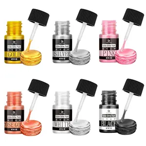 Edible Glitter Paint Set, 6 Metallic Food Grade Colors for Cake Decorating, Cookies, Fondant, Cupcakes, Candy & Donuts Shimmer Finish