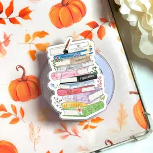 Music Album Book Stack Phone Grip, Colorful Books Pop Socket, Music Lover Phone Holder, Reader Aesthetic Gift