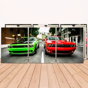 Car Pattern Canvas Painting with Wooden Frame, 3 Counts Modern Art Wall Decoration, Wall Art for Home Living Room Bedroom Office