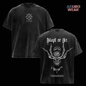 Mahoraga Washed Oversized T-Shirt – Jujutsu Kaisen Anime Graphic Gym Pump Cover Tee, Vintage Washed Cotton Streetwear