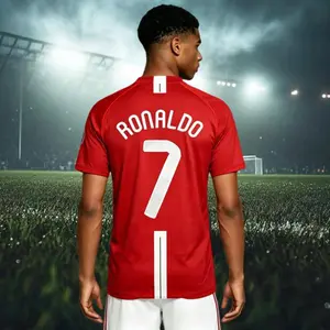 07 08/Away Kit/Short Sleeve /7# Ronaldo/Retro/Soccer Jersey/Red/Fans Version