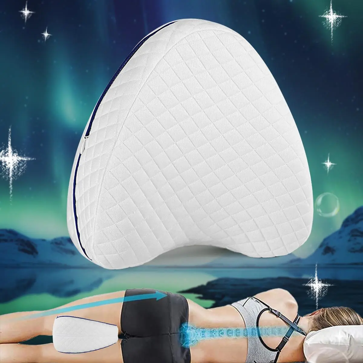 Memory Foam Side Sleeping Pillow, 1 Count Leg Positioner Pillow with Washable Cover, Comfortable Leg Support Pillow for Side, Back & Stomach Sleepers