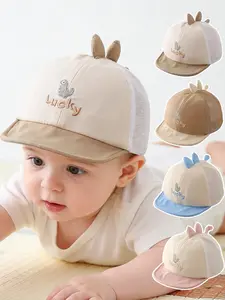 Baby Hat Summer Cute Small Dinosaur Half Mesh Baseball Cap, Breathable Cap, Personalized Cap, Soft Brim Beach Hat for Parties Outdoor, Suitable for 3-12 Months Babies