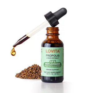 LOVITA Bee Propolis Liquid Extract, Immune Support, 18% Bioflavonoids, Alcohol Free, 1 Fl Oz, Water Soluble for Kids & Adults