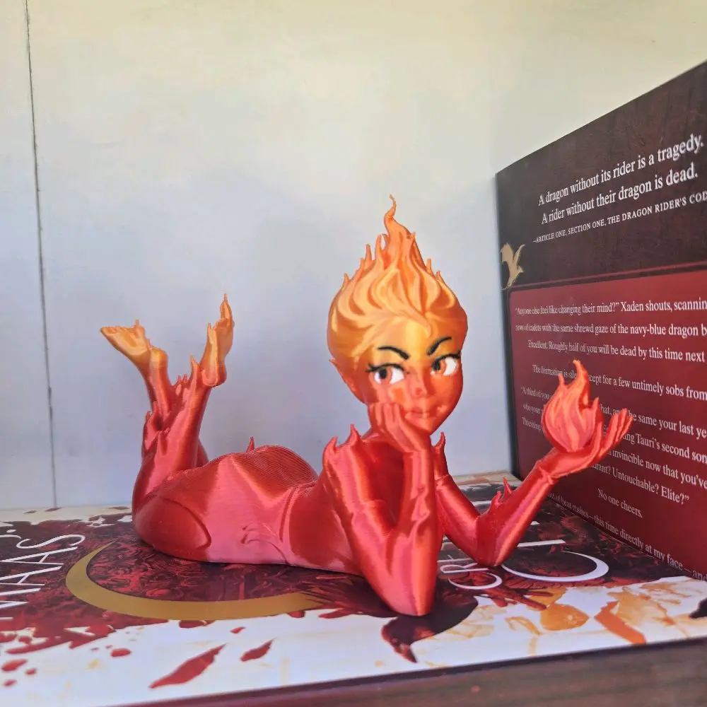 Fire Sprite Bookshelf Decor Based on Lehabah from Crescent City Figurine 3D Printed Fire Gradient Color