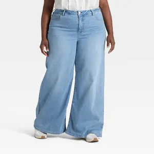 Women's High-Rise Wide Leg Jeans - Ava & Viv Light Blue Denim 26
