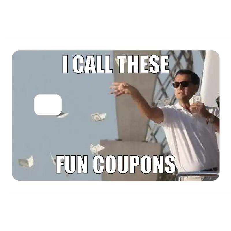 2 PACK Fun Coupons Card Skin, Funny Meme Vinyl Decal Sticker