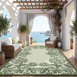Reversible Outdoor Rug Waterproof Plastic Straw Patio Mat with Butterfly Floral Pattern, Large Area Rug for RV Camping Picnic Backyard Deck Balcony Porch Beach Trailer, Lightweight Portable Indoor Outdoor Carpet in Multiple Sizes and Colors