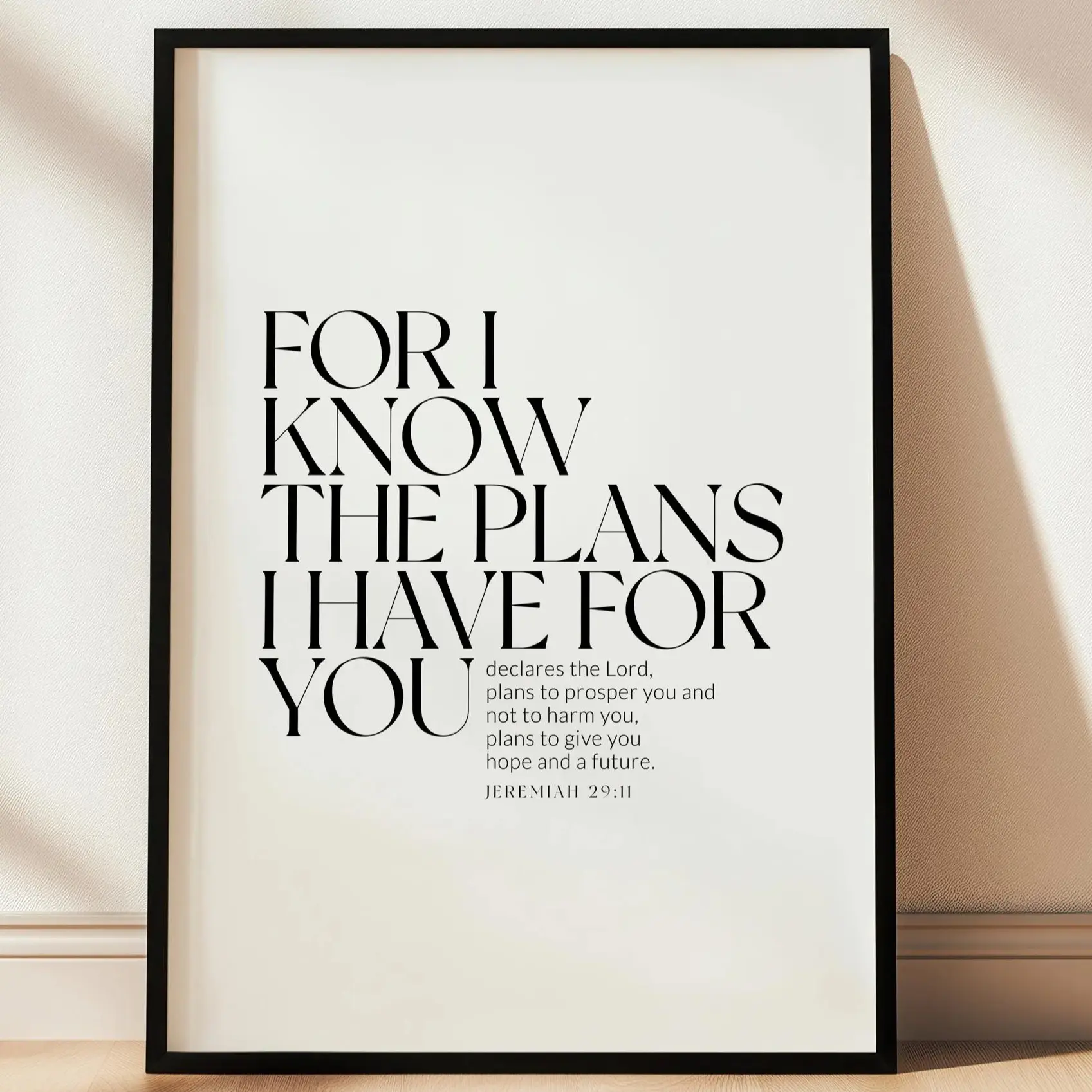 Jeremiah 29_11 For I Know The Plans I Have For You Print, Bible Verse Wall Art, Christian Prayer Room Wall Decor, Baptism Gift