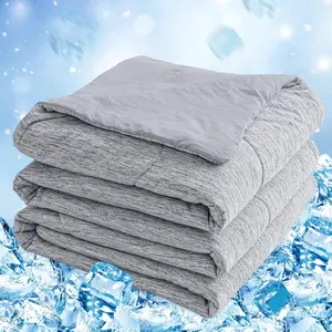 Cooling Comforter Twin Size, Cooling Blanket for Hot Sleeper, Q-Max 0.45 Arc-Chill Cooling Fiber, Cool Soft Thin Breathable Summer Blanket for Bed Couch (60" x 90", Grey)