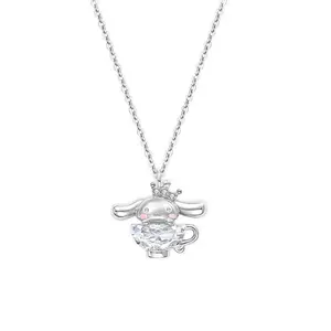SANRIO Cinnamoroll Silver Necklace - Everyday Kawaii Charm in Teacup Design for Adorable Fashion Lovers