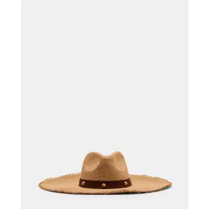 Steve Madden BOHO GLAM STUDS STRAW HAT TAN