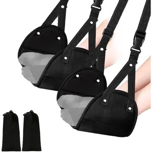 2 Pack Airplane Travel Footrest Hammocks, Adjustable, Black, Memory , Foot Hammock for Airplane Travel