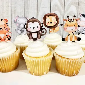 Cake toppers - Assorted Animal Designs with White Filling, Ideal for Decorating Cupcakes and Birthdays Decoration