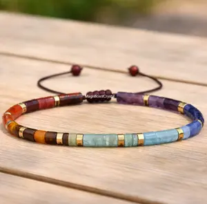 Rainbow Crystal 7 Chakras Bracelet Reiki Healing Chakra Alignment Energy Balance