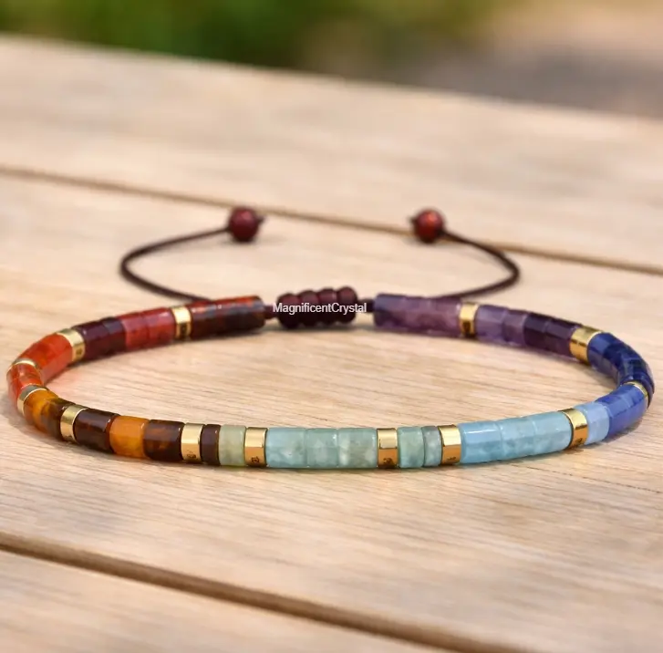 Multicolor Beaded Jewelry Bracelet - Fashionable Creative Bangle, 7-Chakra Rainbow Crystal Reiki Bracelet for Healing Energy Balance & Chakra Alignment