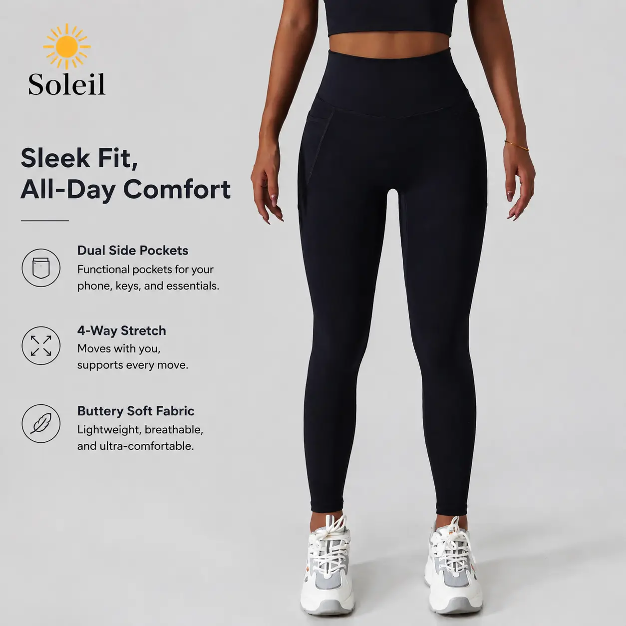 Women's 2-Piece Seamless Workout Set, Sporty Chic Contour Long Sleeve Top and High-Waist Buttery Soft Leggings with Pockets, Gym Ootd, Womens Fitness, Polyamide, Workout Outfit Inspo, Universal, Elastane, Fitted, Plain, Nylon, Female, High Waists, Gym Wea
