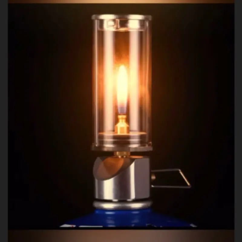 Isobutane Lantern with Clear Glass Container and Silver Base