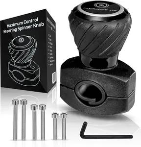 Universal Steering Wheel Spinner Knob - Smooth Black Finish | Fits Steering Wheels 0.5"-1.75" Diameter | Effortless Spinning for , , , , Semi-, Forklift & More