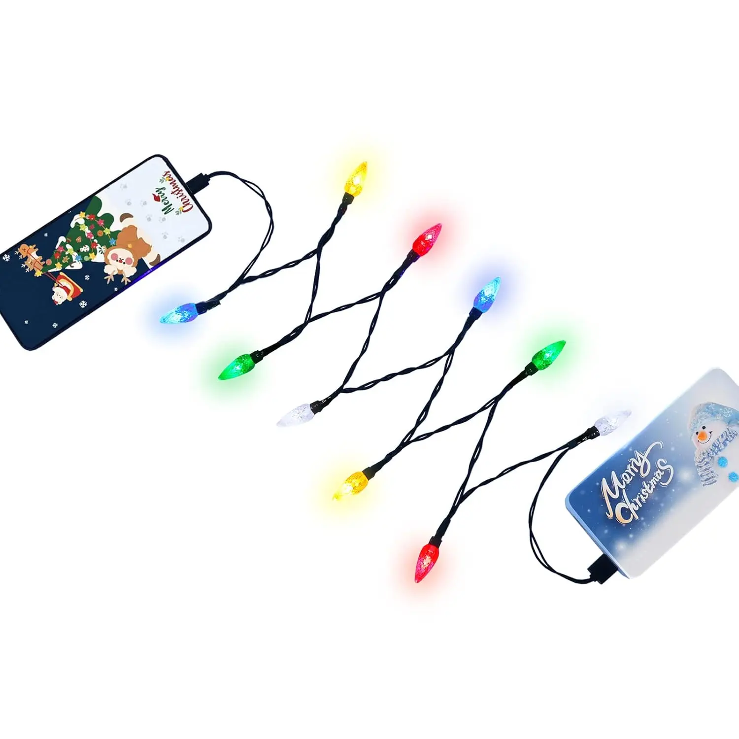 Christmas Lights Type C Charger Cable, USB C and Bulb Charging, Multicolor LED Light Compatible for Phone 15 Pro Max/i 15Plus/S23/S22/S21/Note 20/Z Fold 5