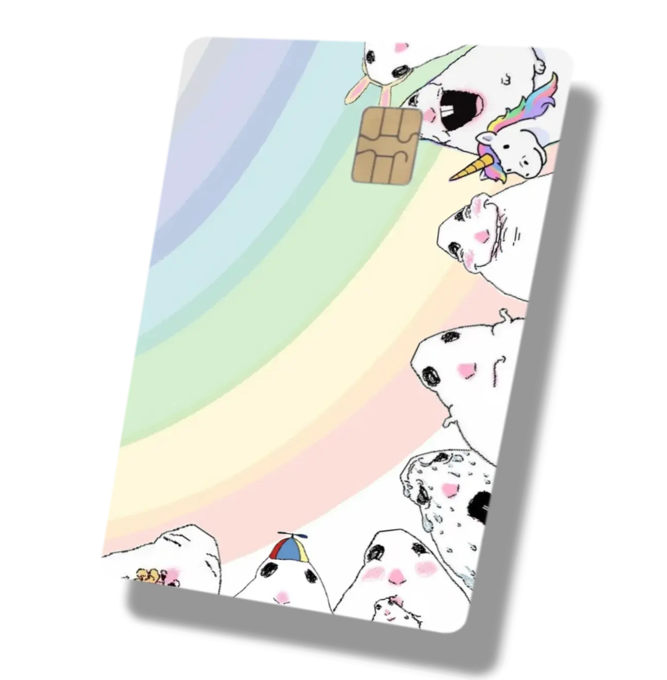 Rainbow Goofy Hamster Meme With Fire Debit Card or Credit Card Sticker