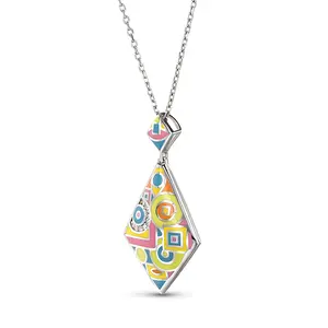 Jeulia "Math Game" Enamel Sterling Silver Necklace
