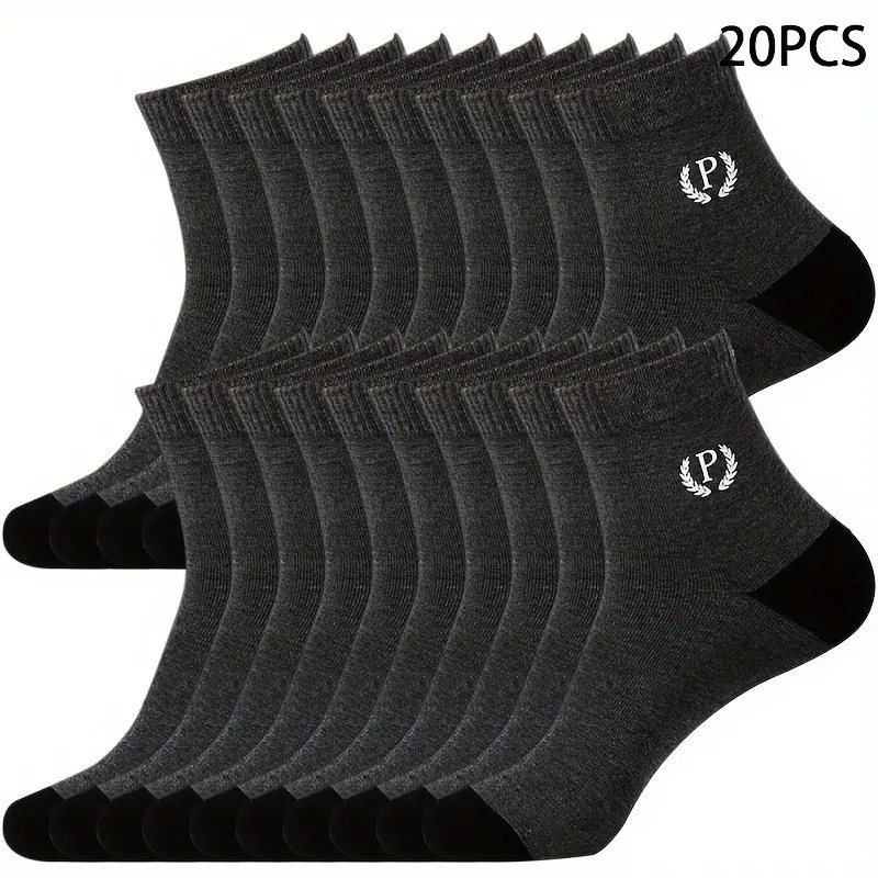 Male 20-Pair Deodorant Socks Set, Quick-Drying Synthetics Fabric, Breathable, Comfortable for Outdoor Exercise & Daily Use, Maintains Freshness