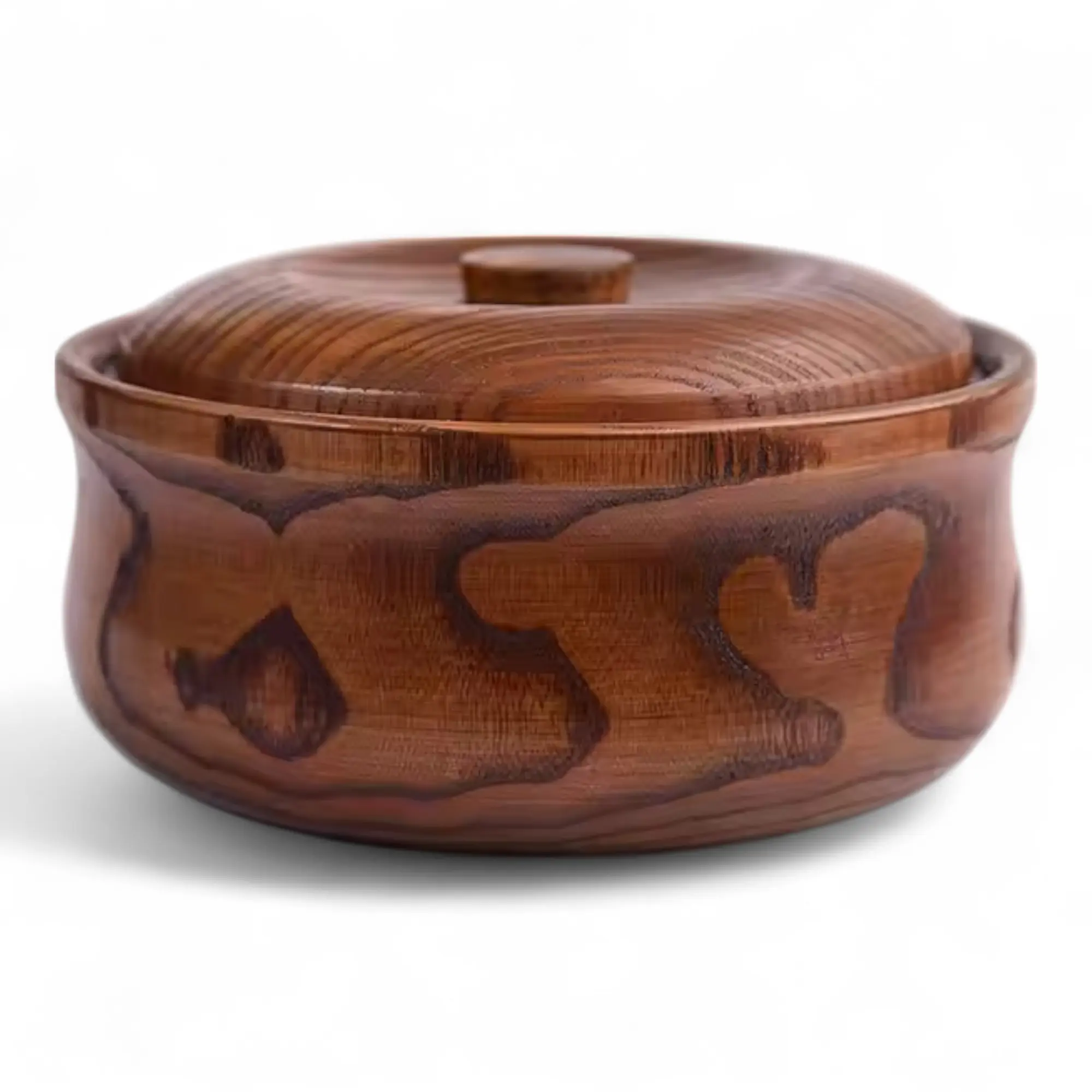 Yoruba 6 in Handmade Art Orula Bowl - Wooden Santeria Ifa Spiritual Offering Container, Yoruba Ikofa Religious Home Decor
