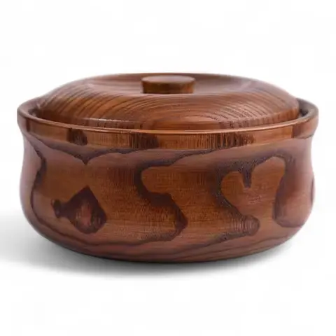 Yoruba 6 in Handmade Art Orula Bowl - Wooden Santeria Ifa Spiritual Offering Container, Yoruba Ikofa Religious Home Decor