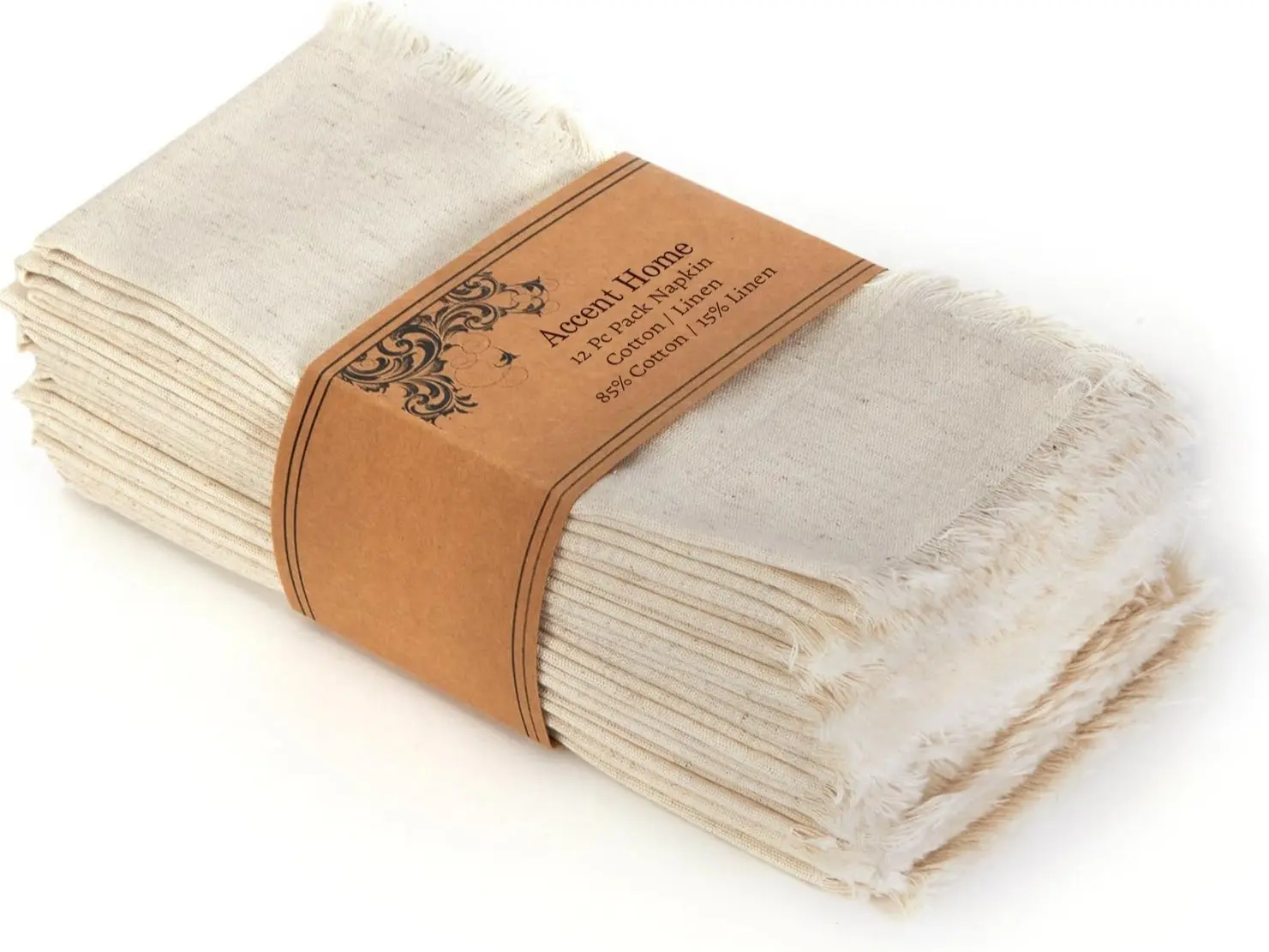 ACCENTHOME Cloth Napkins Set of 12, 18x18 Inch Cotton Linen Dinner Napkins, Reusable Washable Everyday Table Napkins with Hemmed Edges for Weddings, Parties & Family Dinners
