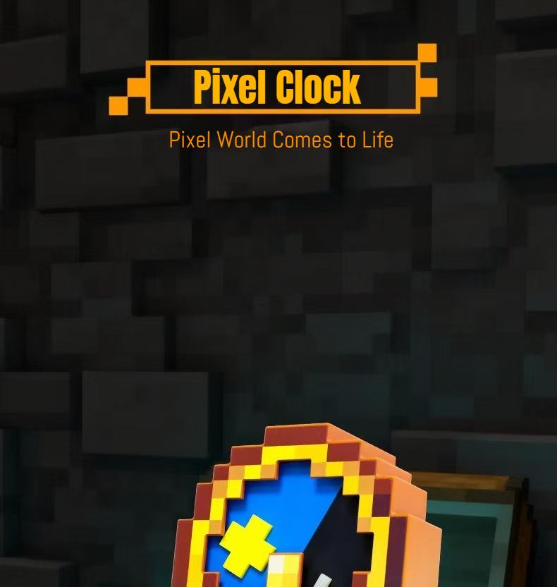 DIYCOM Retro Pixel Wall Clock Auto Switching Day Night Display Hanging Alarm for Bedroom Gamer Room Christmas Gift
