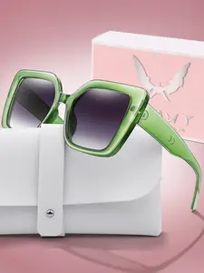 Retro Large Square Sunglasses with Case & Gift Box, Uv400 Protection, Casual Style, For All Seasons, Music Festival, Party Wear, Halloween, Valentine's Day Gifts