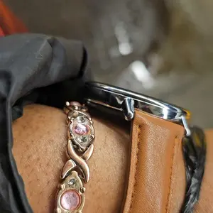 Energy magnet bracelet, eco-friendly alloy with diamonds, adjustable ladies' wristband