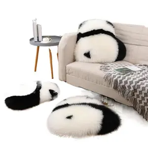 Panda Pillow Australian Pure Wool Cushion Sofa Bay Window Chair Home Use Internet Celebrity Style Angry Panda Seat Cushion Cute