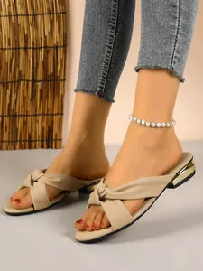 Women's Knot Low Heel Sandals, Open Toe Strap Flip Flops, Casual Daily Commute Shoes, Versatile Outdoor Wear, Comfortable Summer Footwear