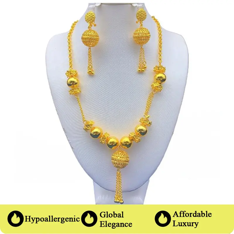 Women's Gold-Colored Hollow Brass Alloy Jewelry Set - Vintage, Alternative, Bling, Combo Retro Luxury Drop Earrings, Rhinestone Pendant O-Chain with Tassel Beads, Valentine's Gift for Girlfriend, Vintage Jewelry Set, Alternative Jewelry Sets