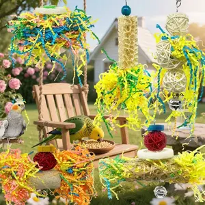 5 Pcs Bird Toys Bird Shredding Foraging Toys Parakeet Toy Chewing Hanging Toy Bird Shredded Paper Bird Cage Accessories Bird Rope Perch For Conure