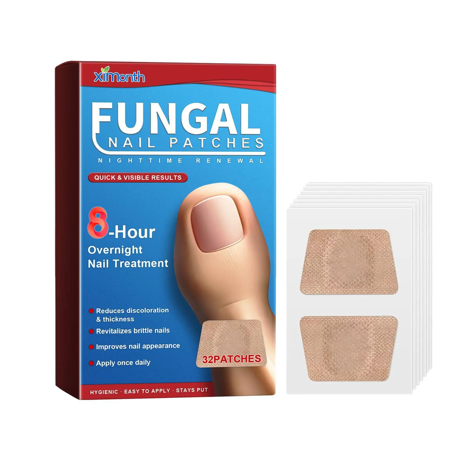 Ximonth Nighttime Renewal Fungal Nail Patches, Repair And Thickening Gray Nail Insert Soft Nail Care Patch