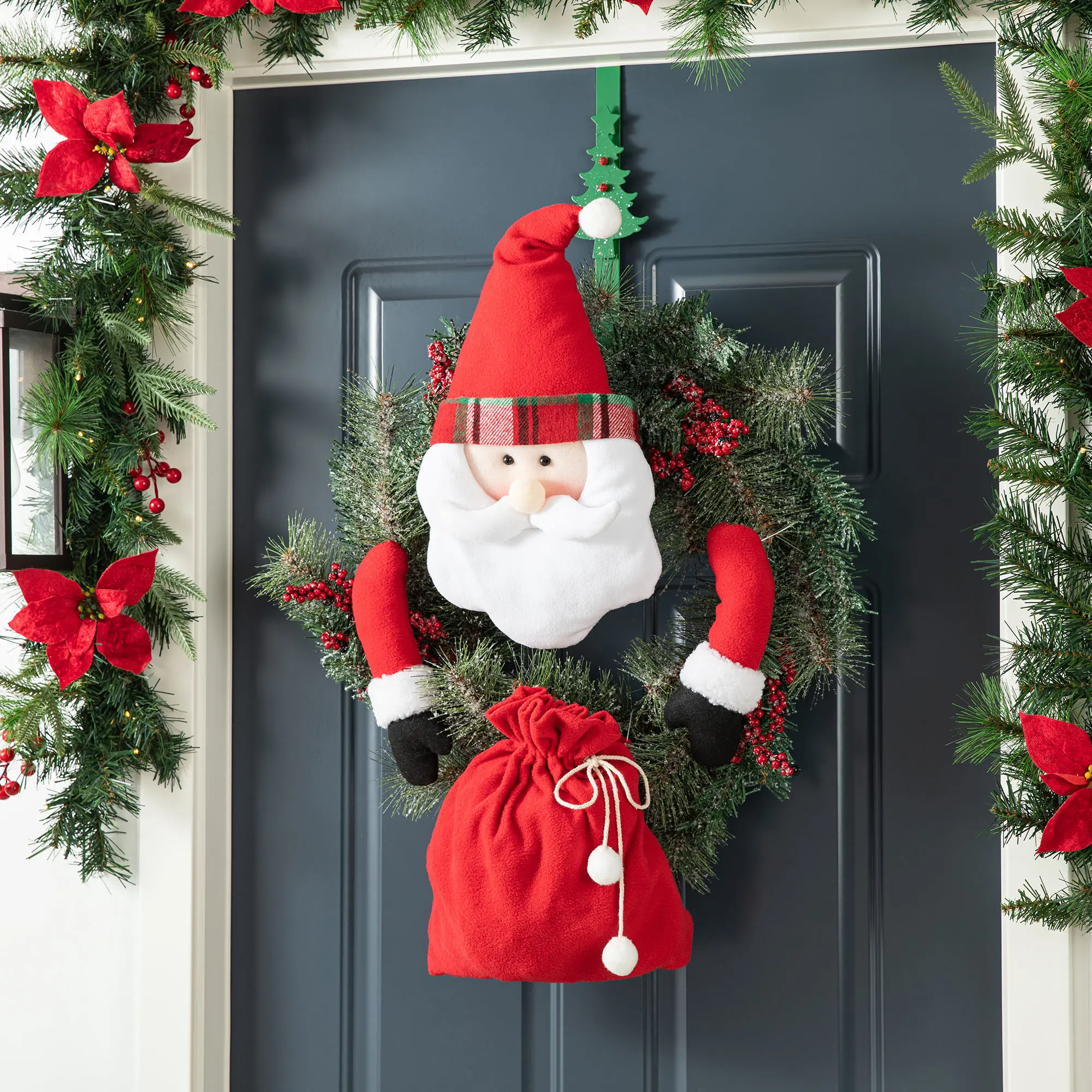 Glitzhome 20"H Christmas Fabric Santa Jumbo Ornament Set