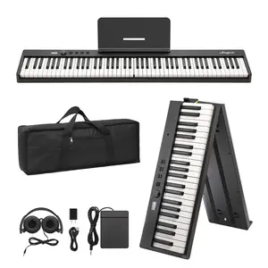 【GARVEE】Folding Full Size 88-Key Semi-Weighted Electric Piano Keyboard with Sustain Pedal, Headphones, Handbag, Bluetooth, USB MIDI - Portable Digital Piano for Beginners and Kids