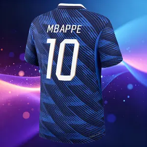 2026 France 10# Mbappe Home and Away Soccer Jersey 7# Dembele LongSleeve and Short Sleeve Jersey Blue
