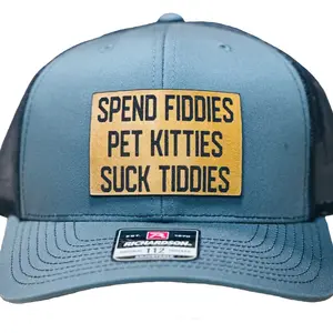 SPEND FIDDIES PET KITTIES Leather Patch SnapBack Hat trucker hats men
