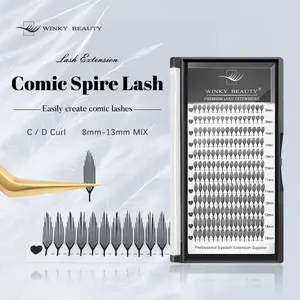 Winky Beauty Elf Spire False Lashes 8-13mm Mixed Natural Doll Style, Professional Eyelash Extension Supplies, 0.07mm Thickness