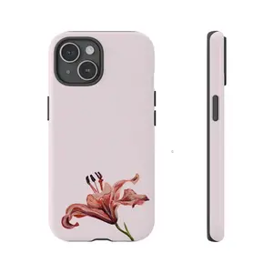 Pink Tiger Lily Hand Painted Tough Phone Case Applicable to iP15Promax ip14Pro mobile phone case 12 trendy brand 13 anti-fall cover 14Promax 15Pro cute Plus phonecase Accessories Acrylic casetify