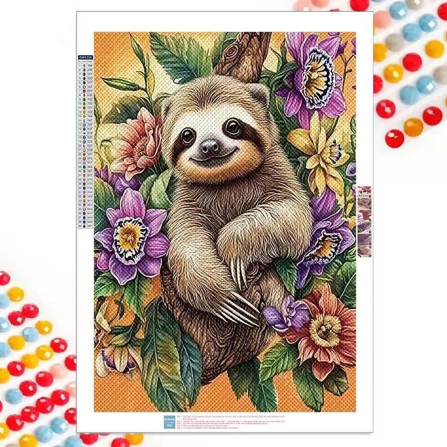 Cartoon Sloth Pattern DIY Diamond Arts Colorful Painting Kit without Frame, DIY 5D Diamond Arts Colorful Painting Kit, Wall Art Decor for Home, Handicraft
